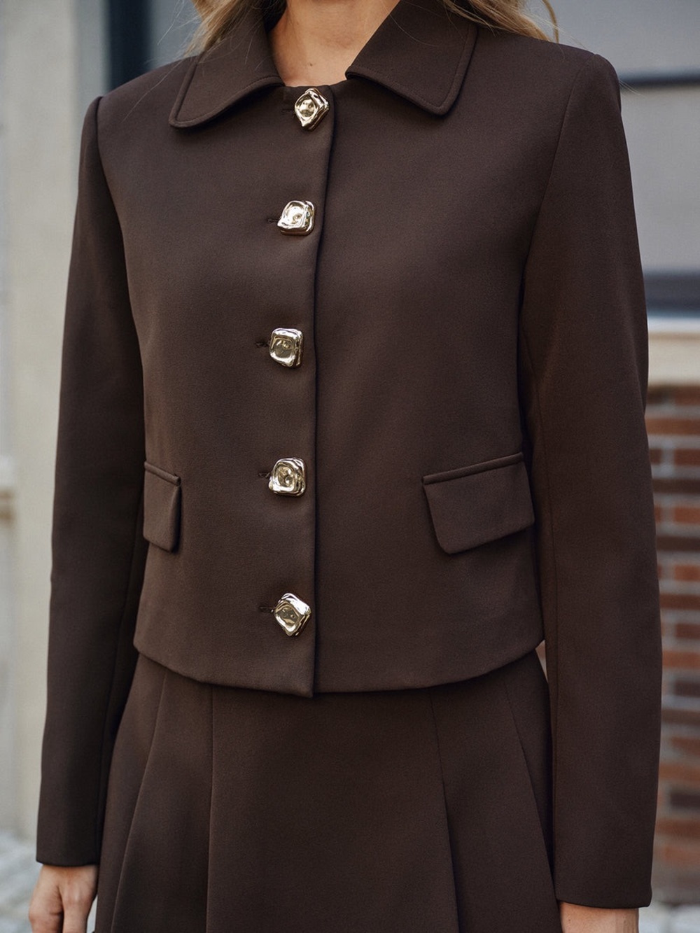 Commense Collared Metal Button Jacket - Picture 2 of 7